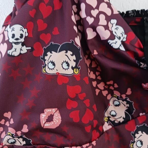 Betry Boop unique vintage  Burgundy Babydoll Heart Dress size 1X/16 - Picture 6 of 8